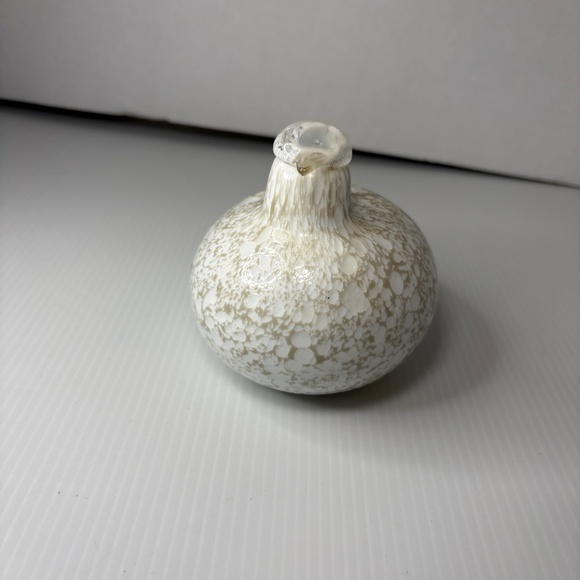 Oiva Toikka White Speckled Willow ArtGlass Bird Finland Nuutajarvi Signed/Label - Picture 3 of 12